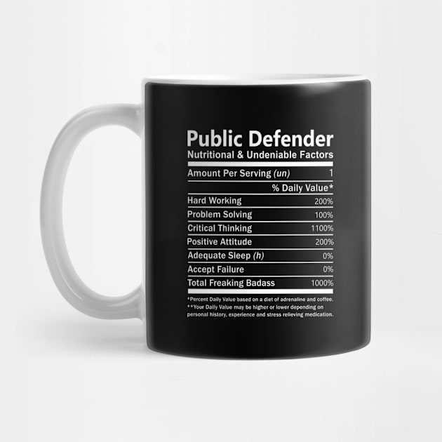 Public Defender T Shirt - Nutritional and Undeniable Factors Gift Item Tee by Ryalgi